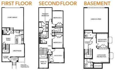 Floor plan for 4 beds, 2.5 baths, 1858 sqft